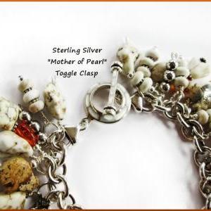 Sterling Silver Moonstone Heart Charm Bracelet
