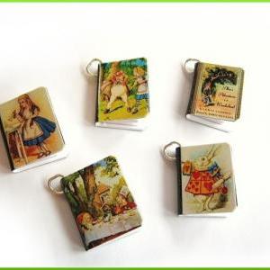 Alice In Wonderland Mini Book Charms Set Of All 5