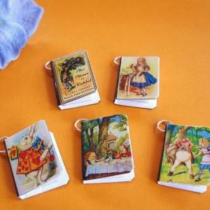 Alice In Wonderland Mini Book Charms Set Of All 5
