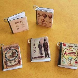 Steampunk Victorian Inspired Miniature Book Charms..