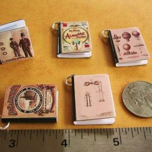 Steampunk Victorian Inspired Miniature Book Charms..