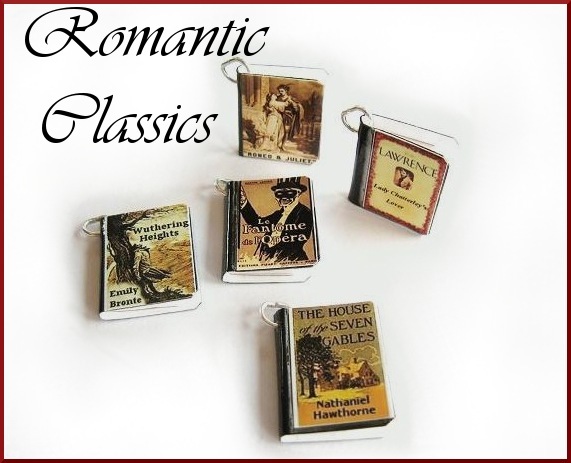 Set Of 5 Romantic Classic Inspired Mini Book Charms